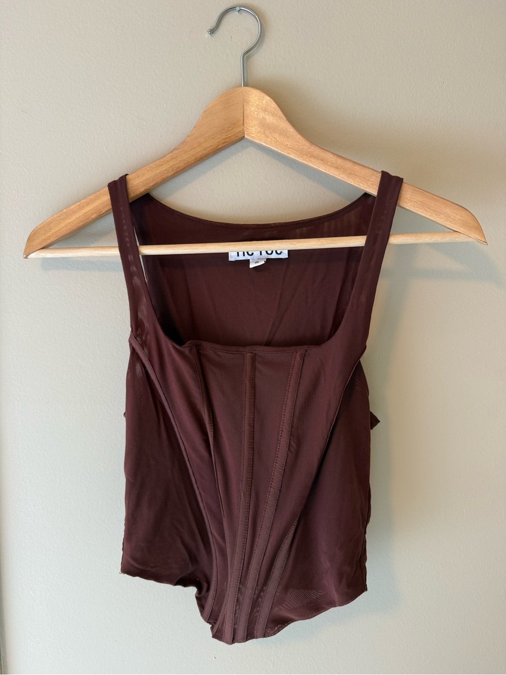 Square-Neck Brown Corset Bodysuit